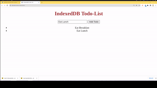 Adding todos using IndexedDB