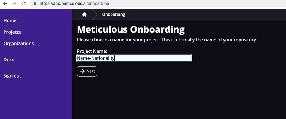 Meticulous onboarding project