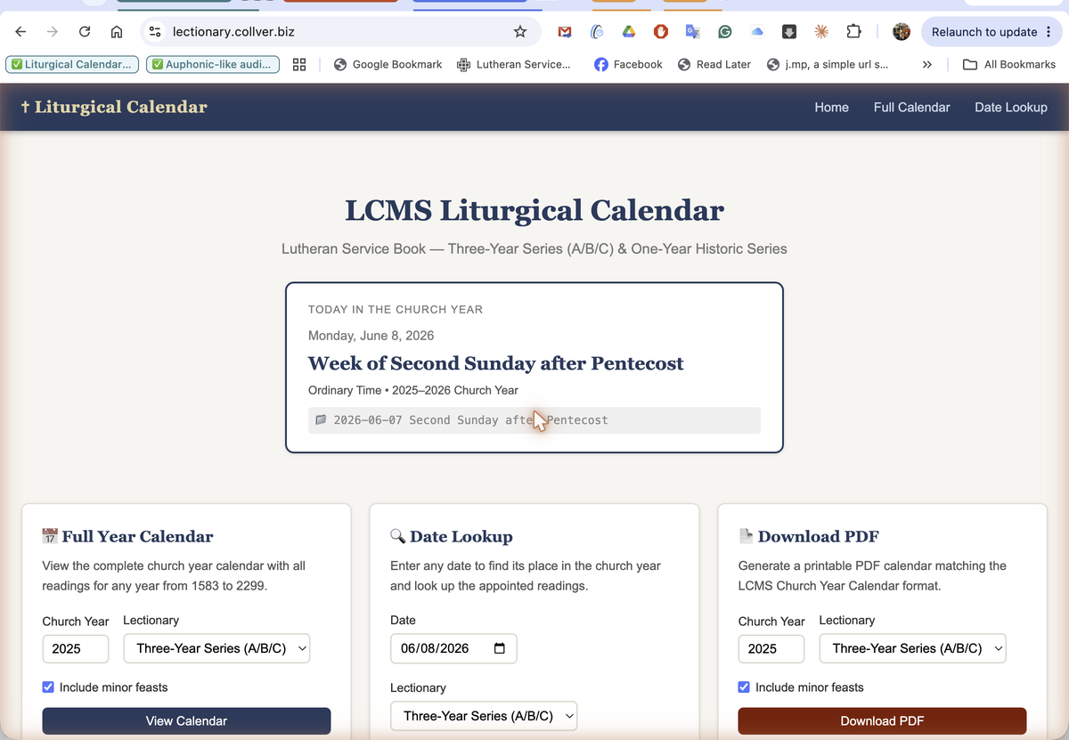 Lutheran Lectionary live site