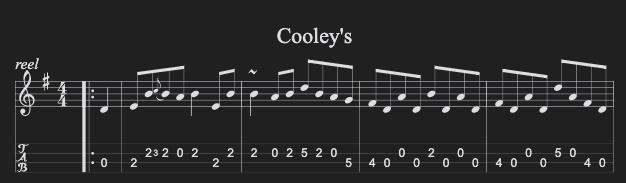 Custom options example music sheet with tablatures