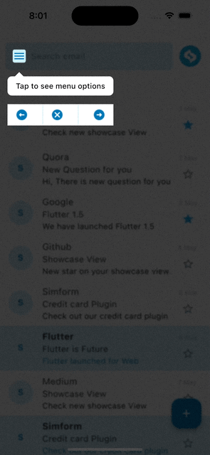 The example app running in iOS