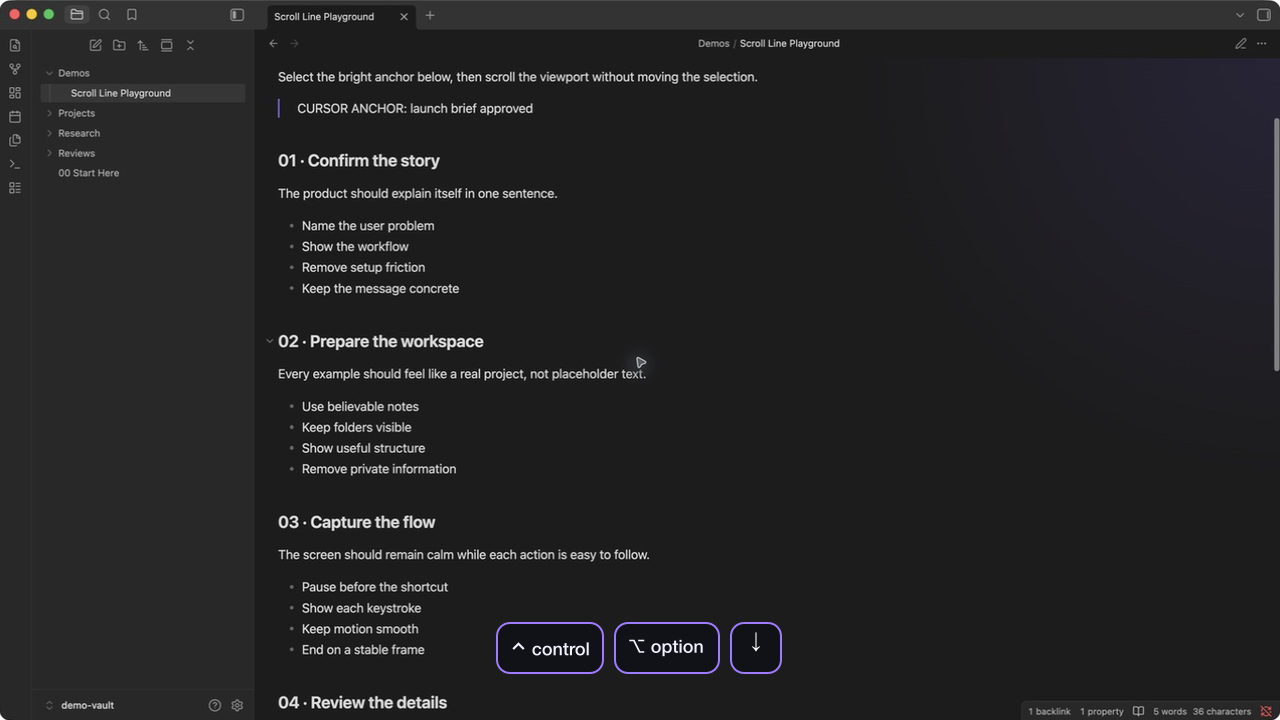 Scroll Line moves the viewport in Obsidian Reading mode