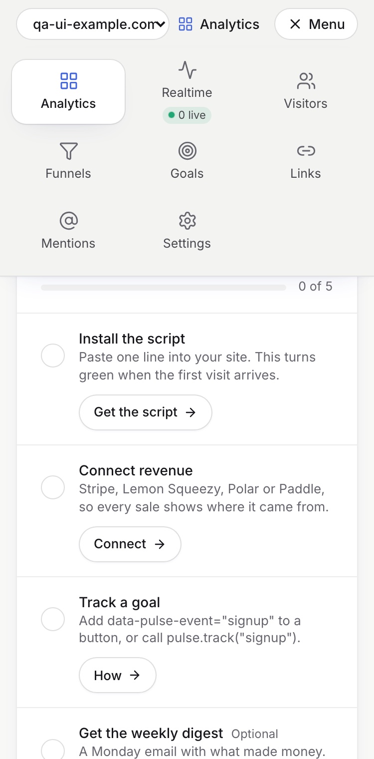 Phone navigation as a menu grid