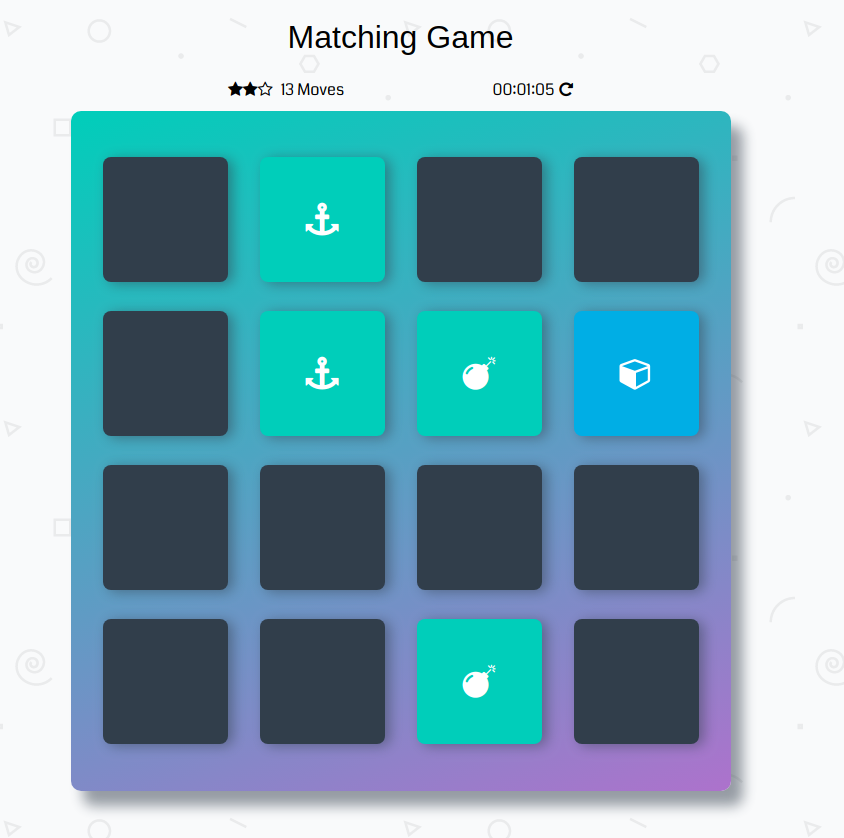 Matching Game looks like