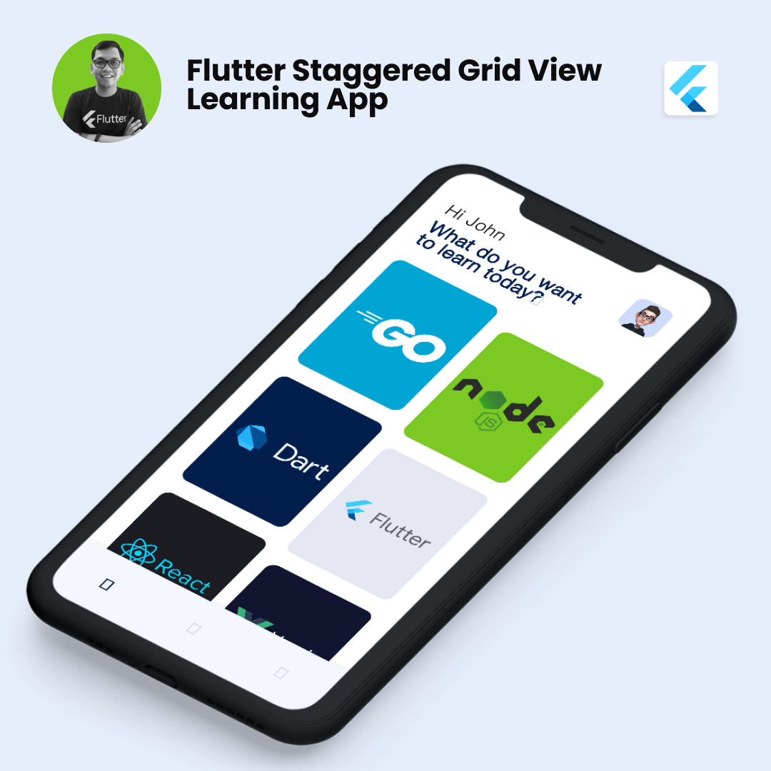 Flutter Staggered Grid View for Online Learning App