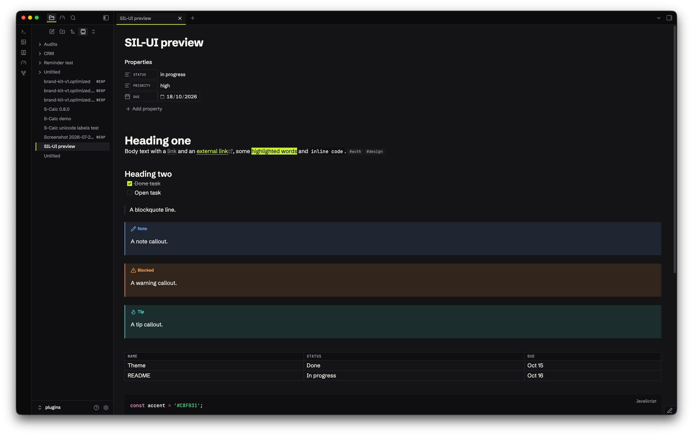 SIL-UI in dark mode