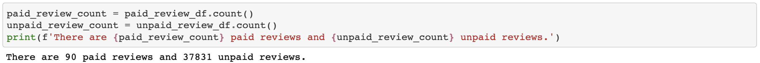 Paid and Unpaid Review Count