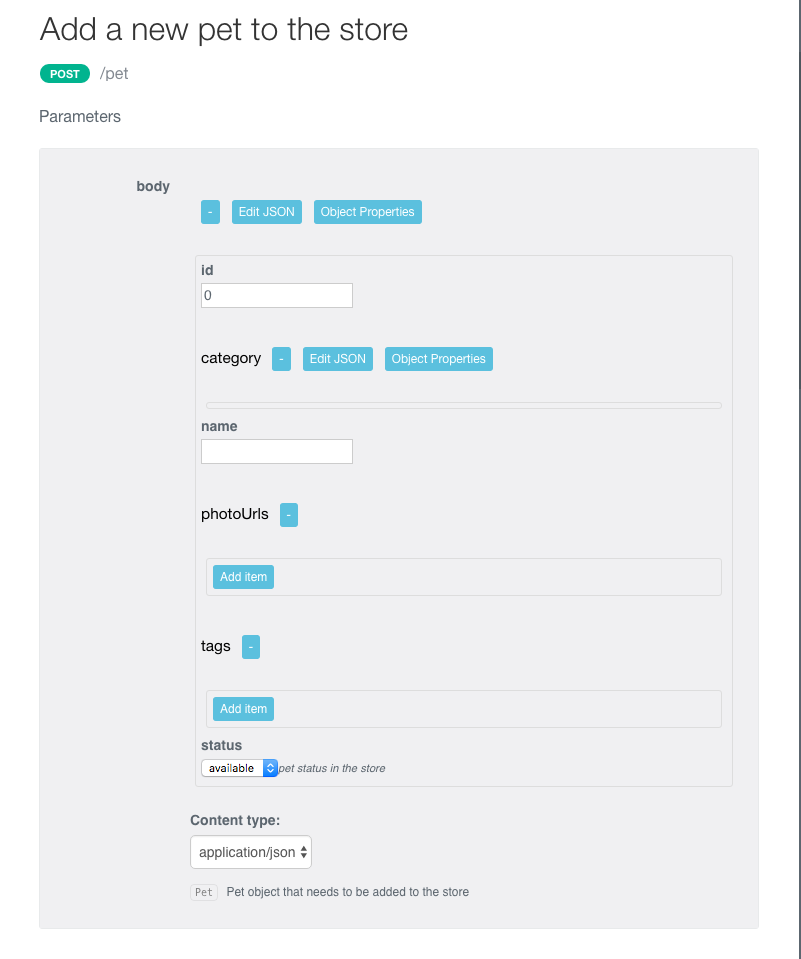 Swagger JSON editor example