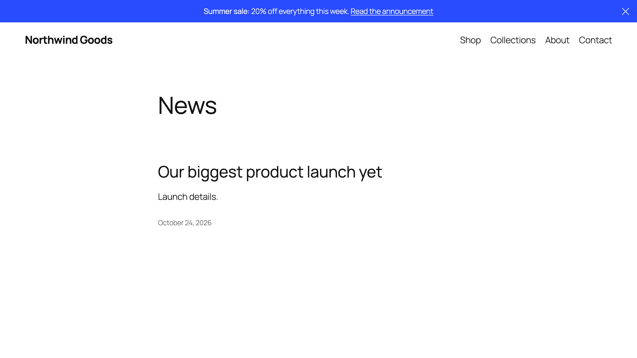 The alert bar on a site