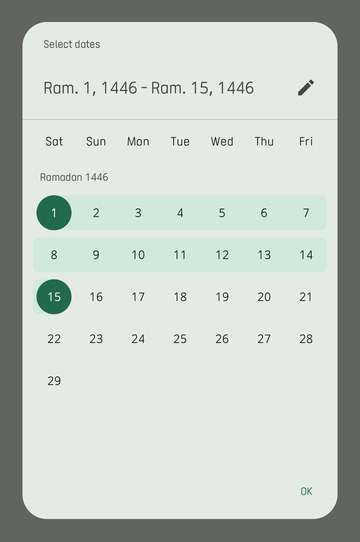 Hijri Date Range Picker EN