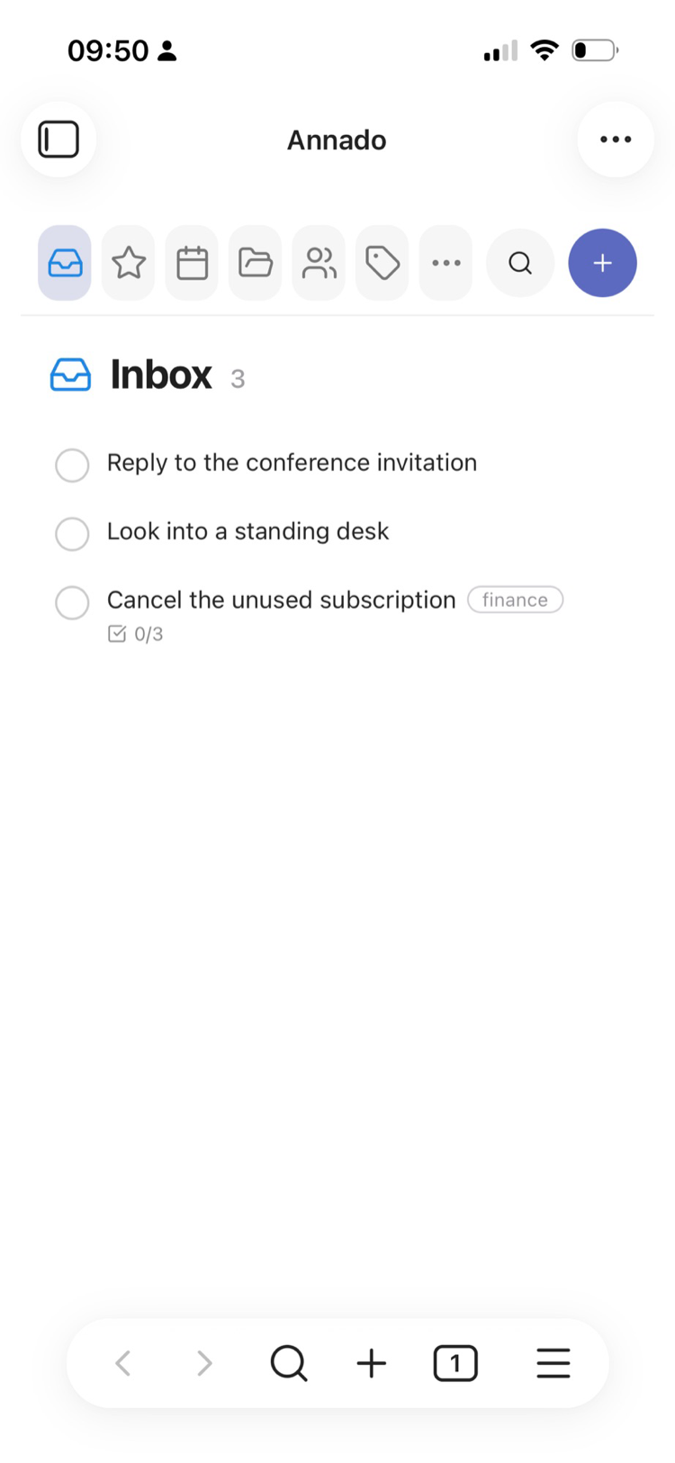 Inbox view