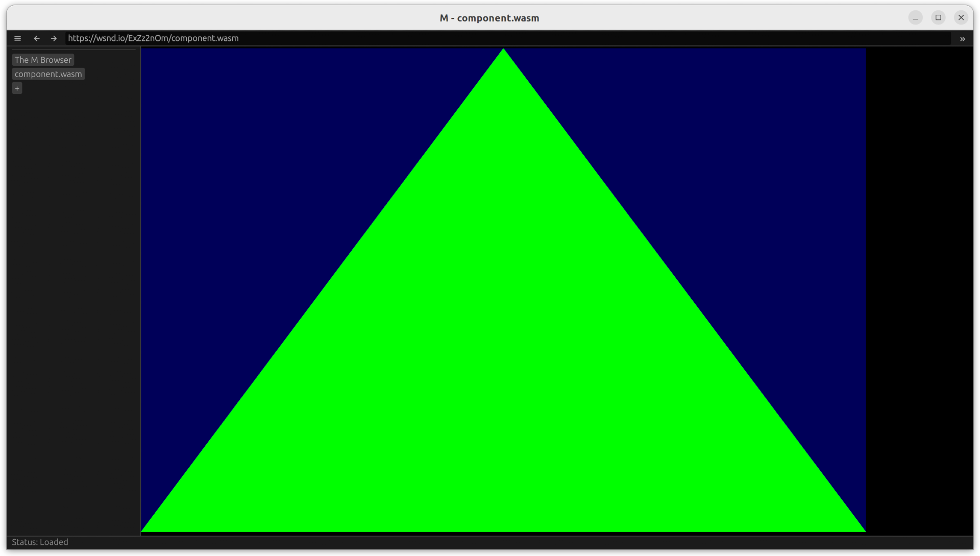 screenshot of M Browser displaying wasm