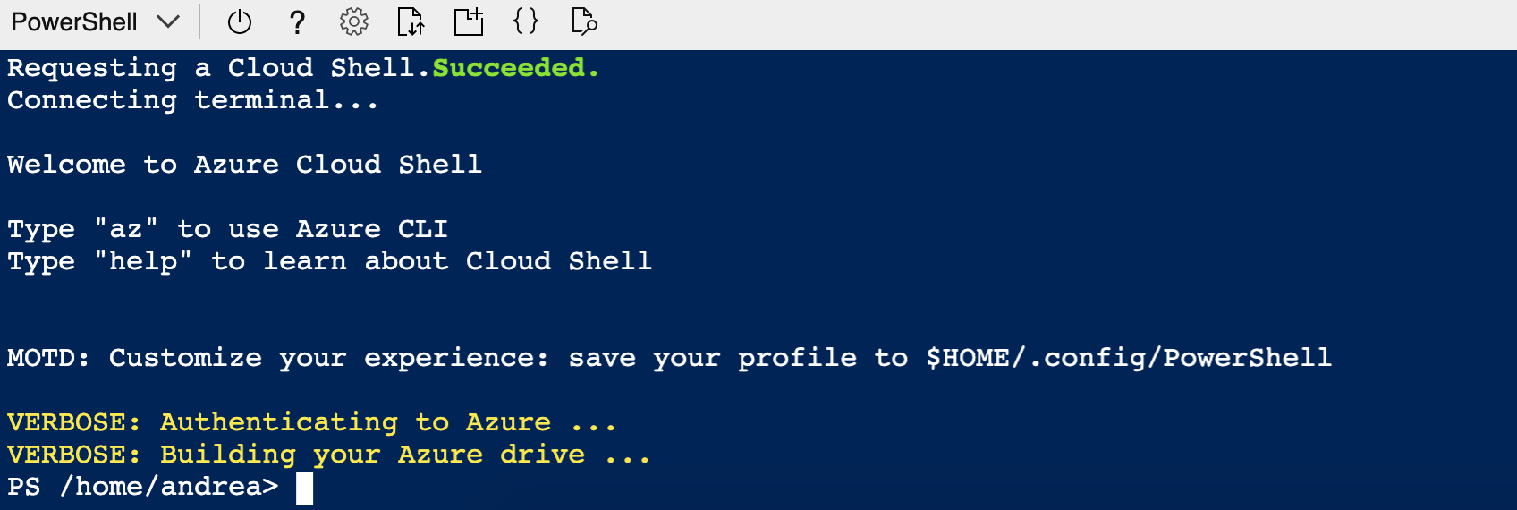 Azure Cloud Shell terminal