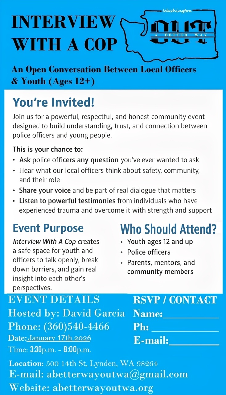 Interview with a Cop event flyer