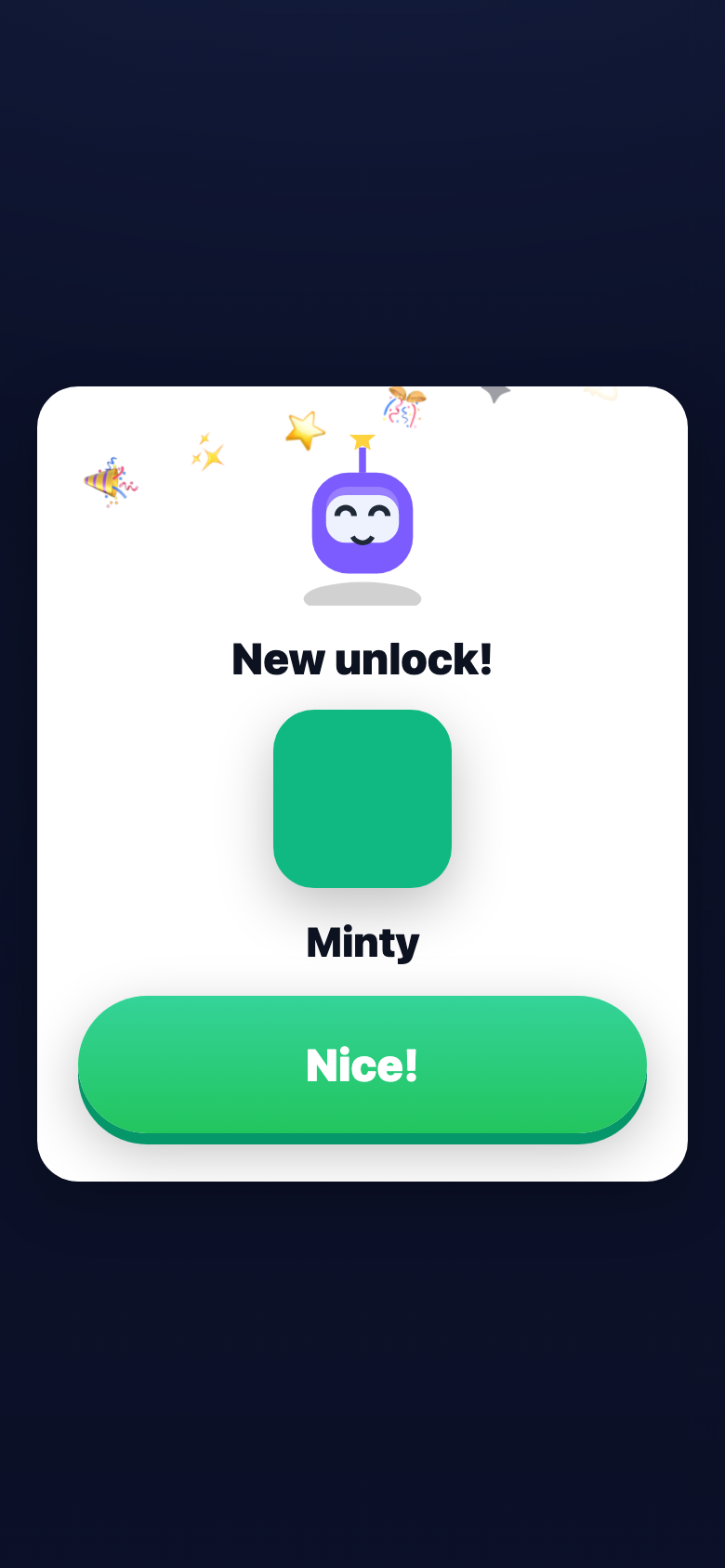 Celebratory unlock reveal