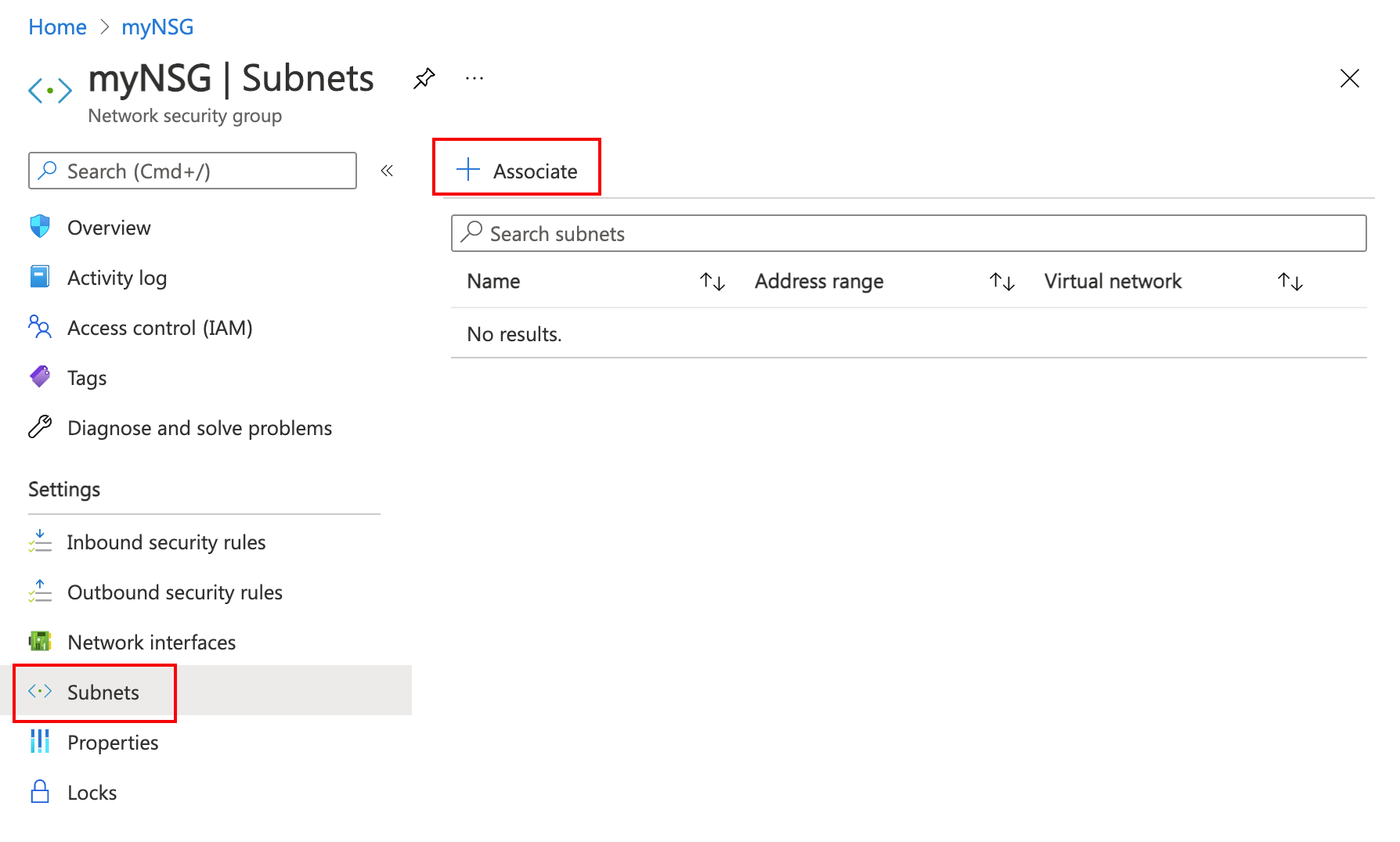 Associate NSG to subnet.