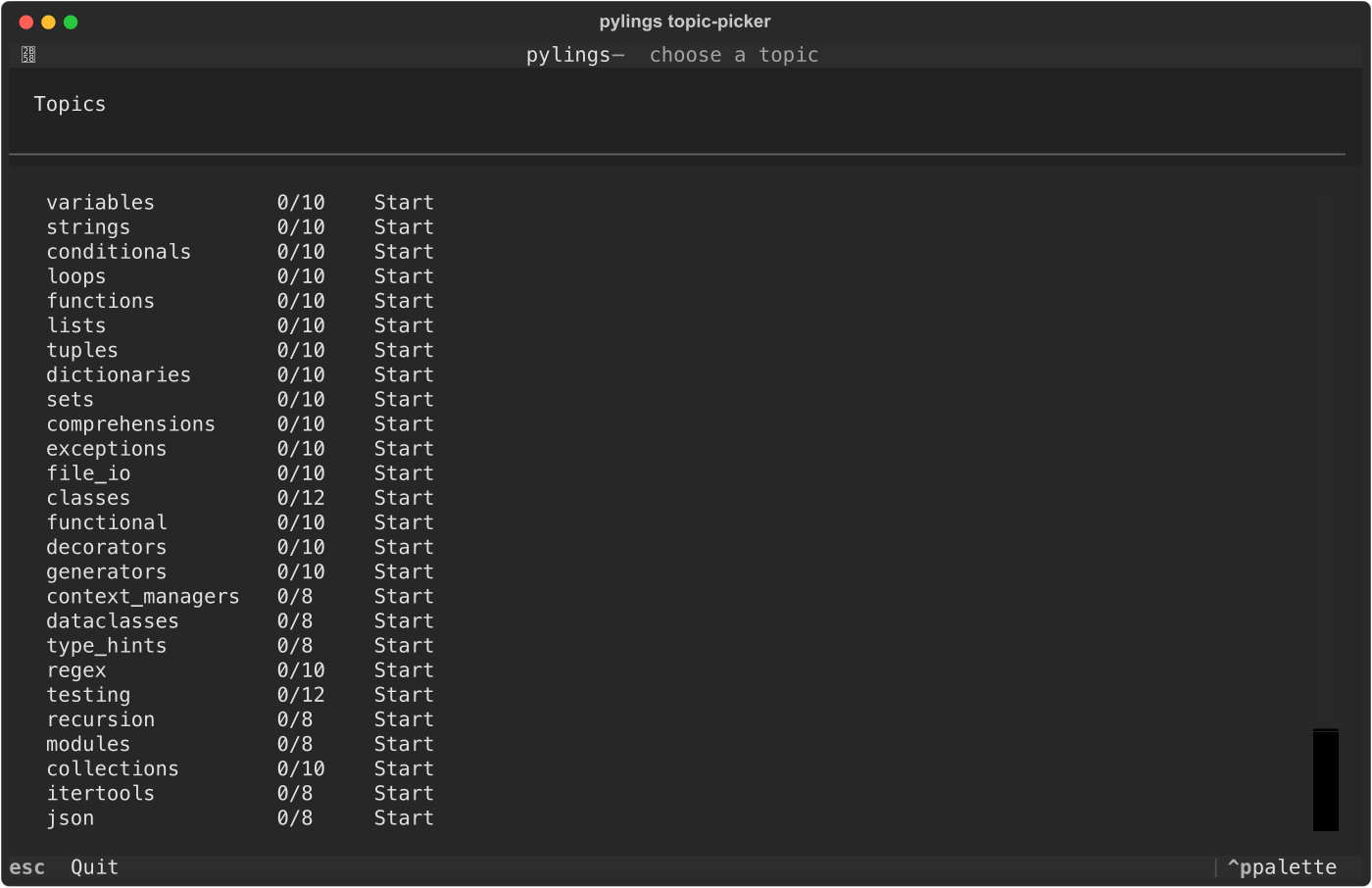 Topic picker