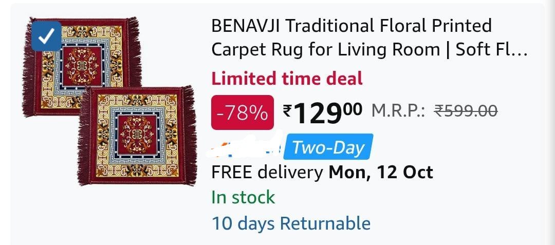Floral Printed Carpet Rug Floor Mat ( Pack of 2) @ 129