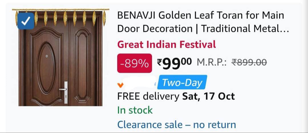 Golden Leaf Toran for Main Door Decoration @ Rs.99