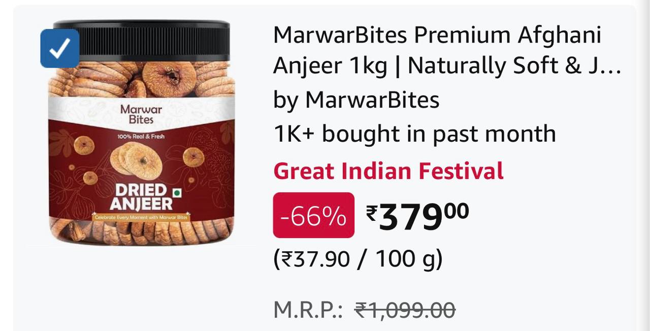Afghani Anjeer 1kg at Rs.379. *Buy Max Quantity