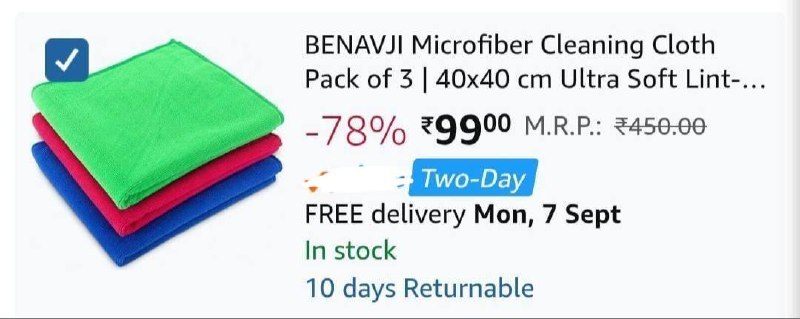 Microfiber Cleaning Cloth (Pack of 3) @ Rs.99