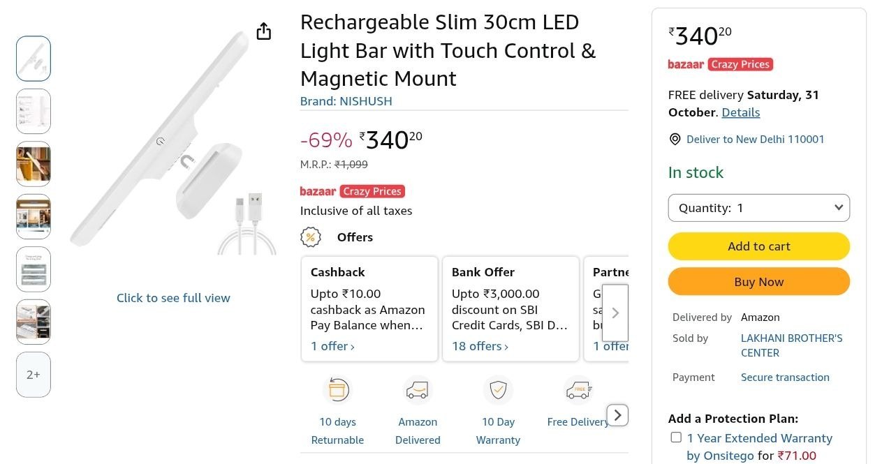.. Loottt fasttt💥💥💥 Loot : Rechargeable Slim 30cm LED Light Bar – Only ₹340🤯 ✨Touch Control for Convenient Operation ✨Magnetic Mount for Easy Installation ✨Slim Design for Cabinets, Shelves and Workspaces Buy Now👇🏻 🛒 BUY
