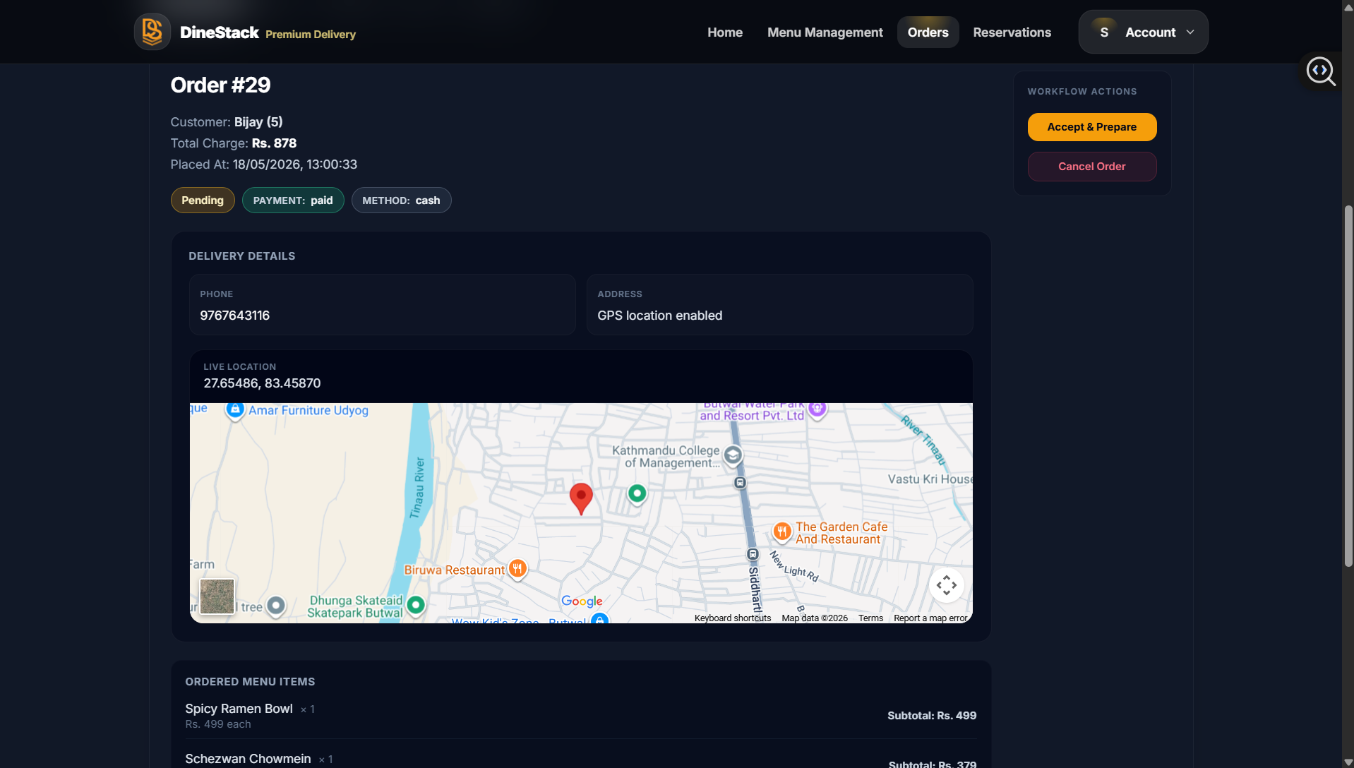 DineStack order management