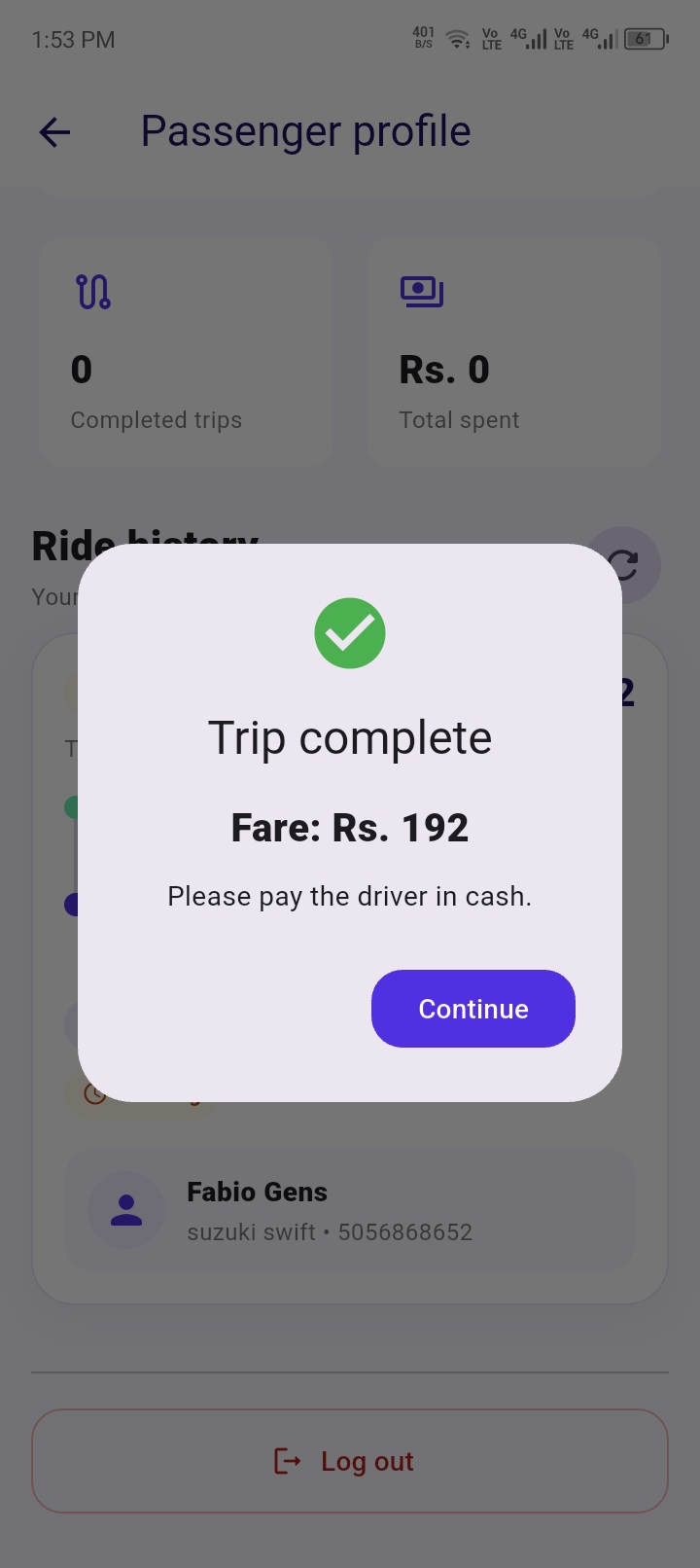 Drivo trip complete