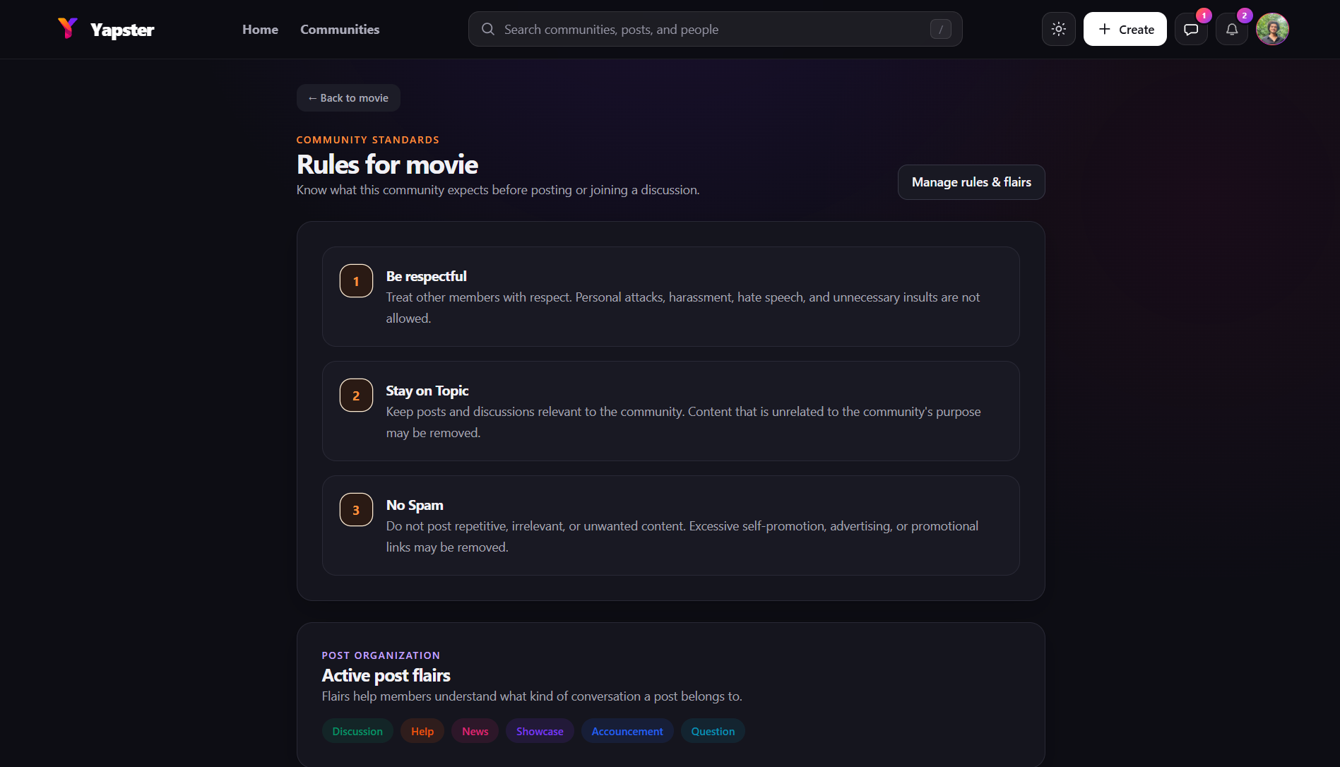 Yapster rules and flairs