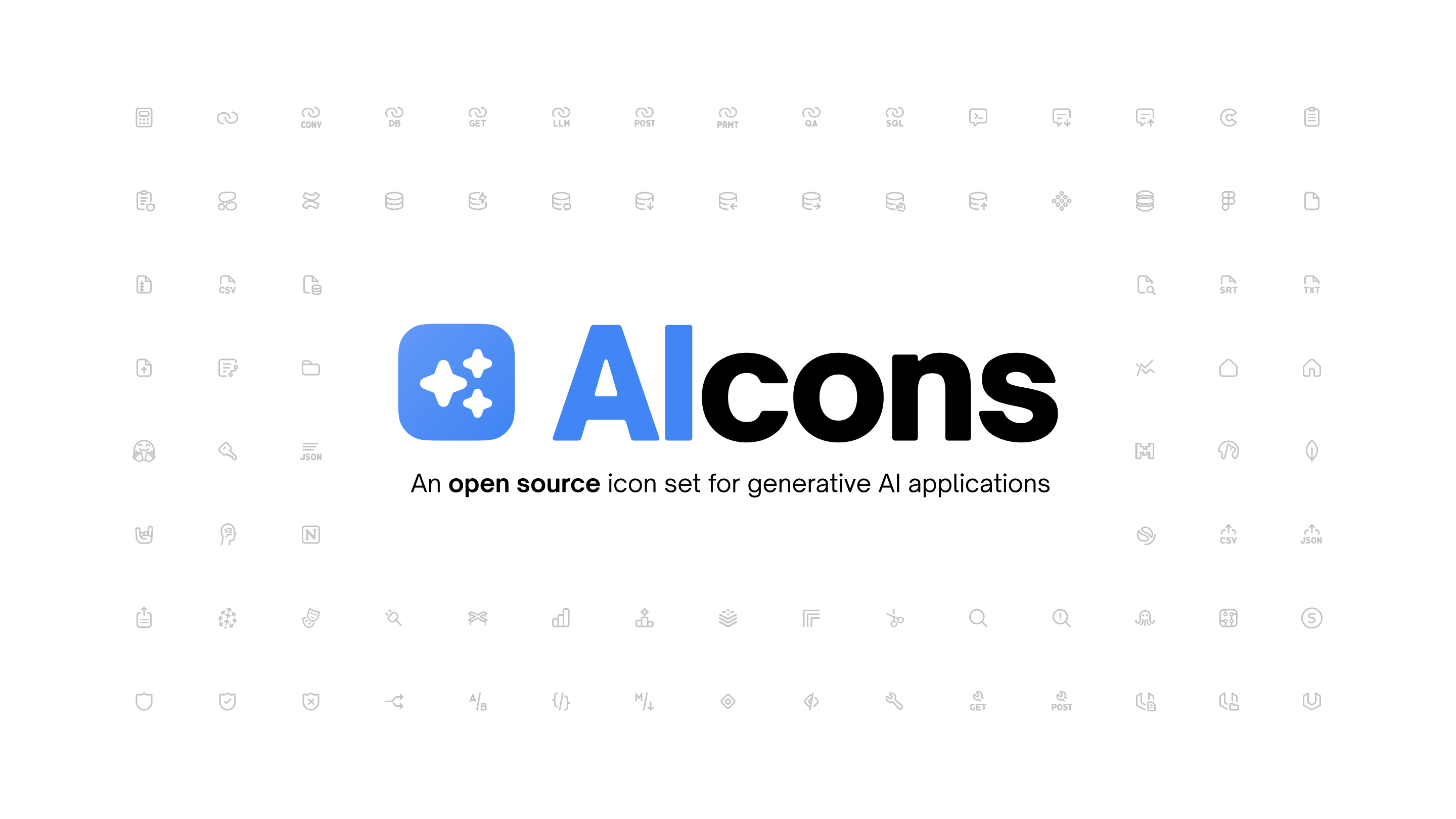 Image showcasing AIcons, a icon set for generative AI