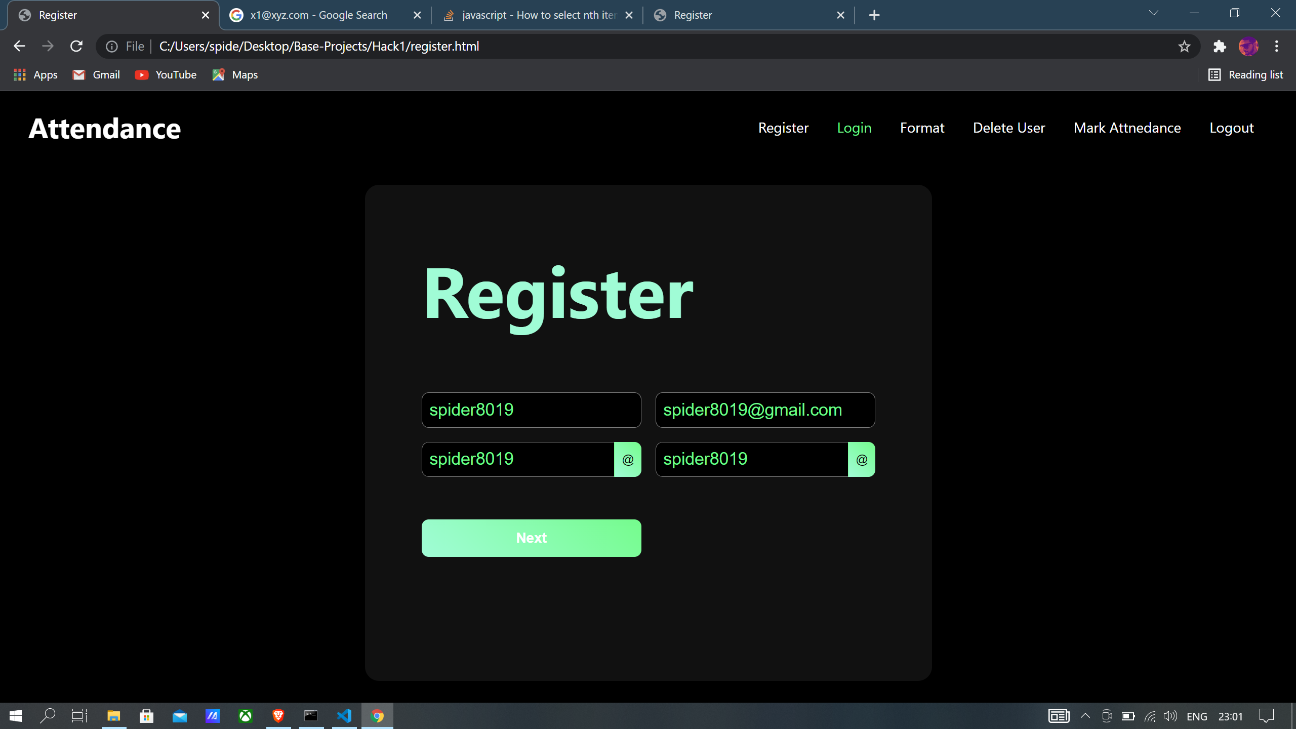 User Registeration