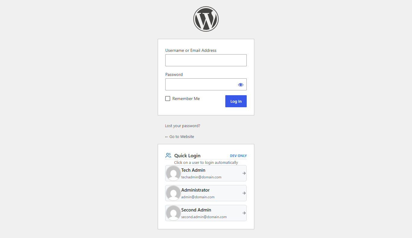 Quick Admin Login on the WordPress login page