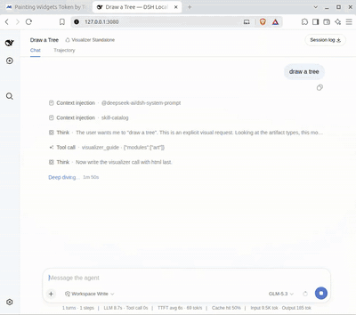 Documents streaming into the chat and rendering live in the card