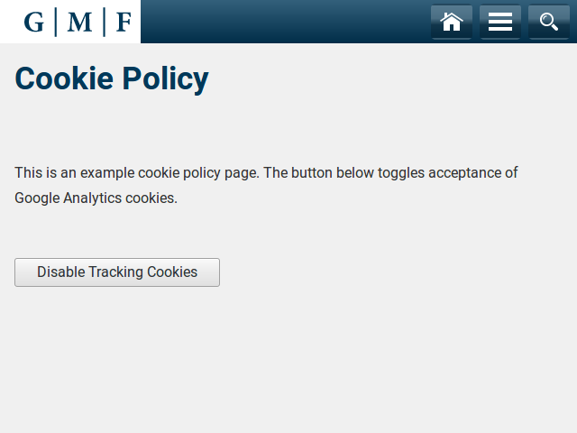 Cookie policy toggle button