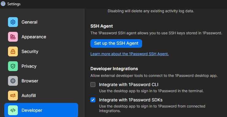 Enable 1Password SDK