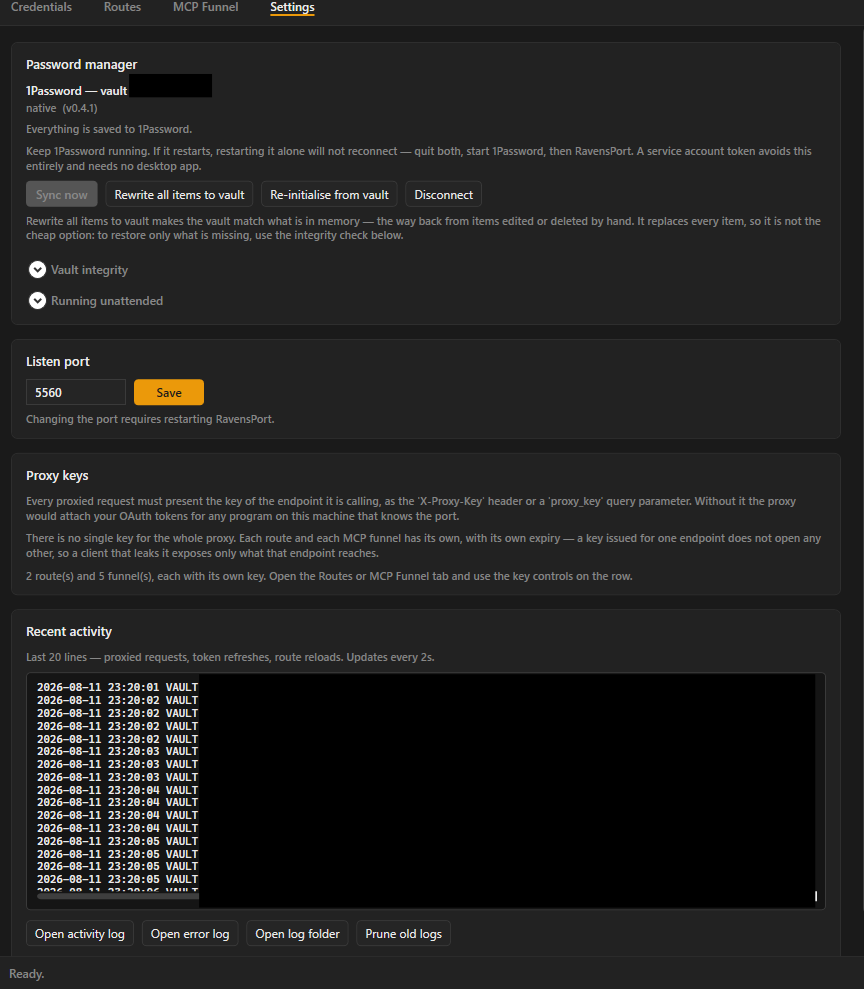 Settings tab