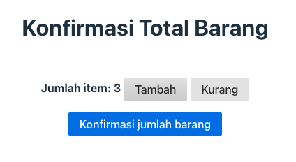 tampilan layar latihan 1, dengan 2 button untuk meng-update angka counter