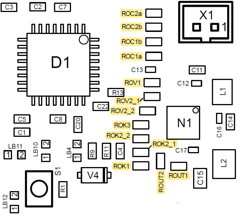 Location of configuration resistors on PCB