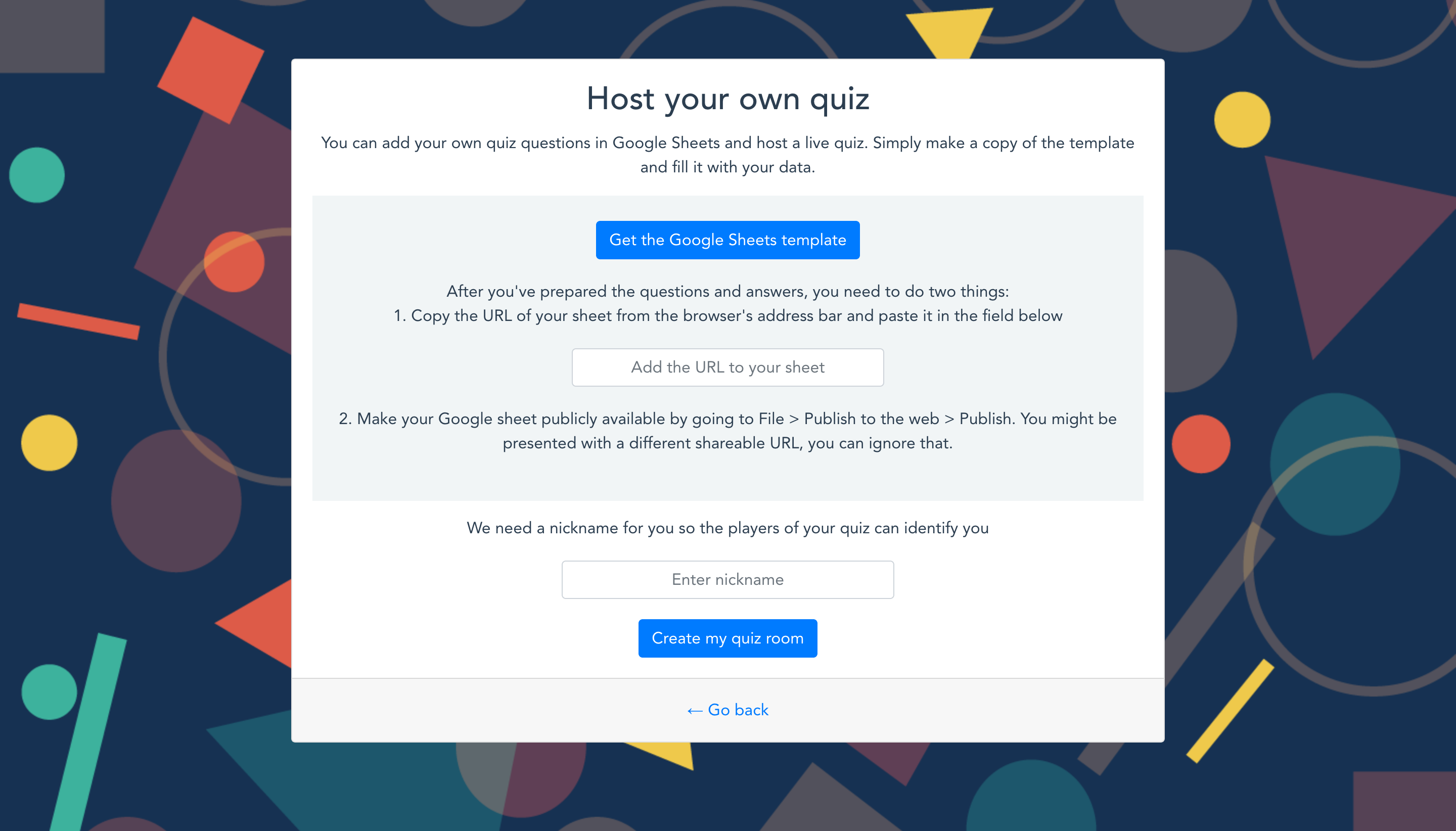 Custom quiz option
