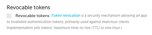 Token revocation settings