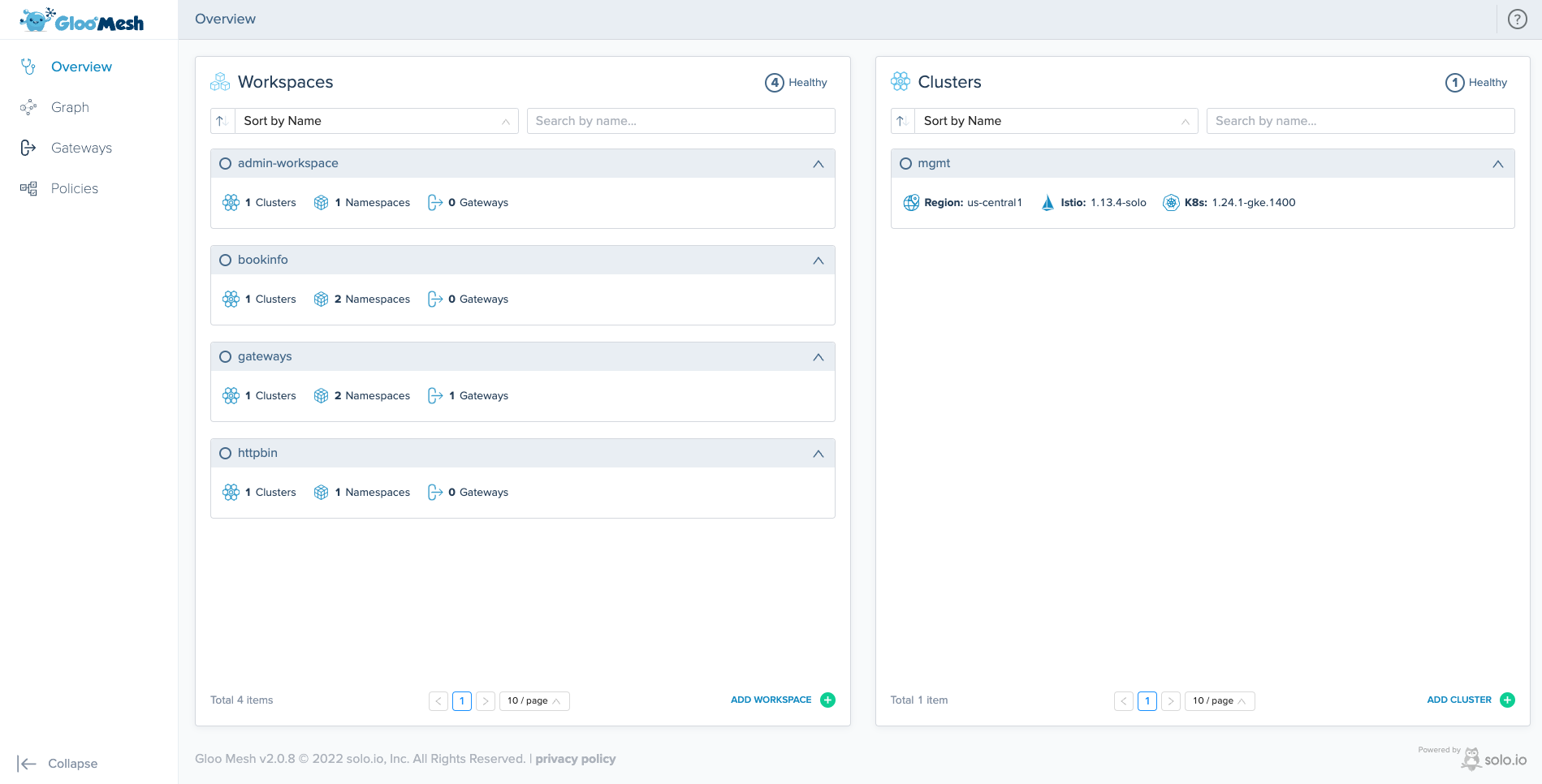 Gloo Mesh Dashboard