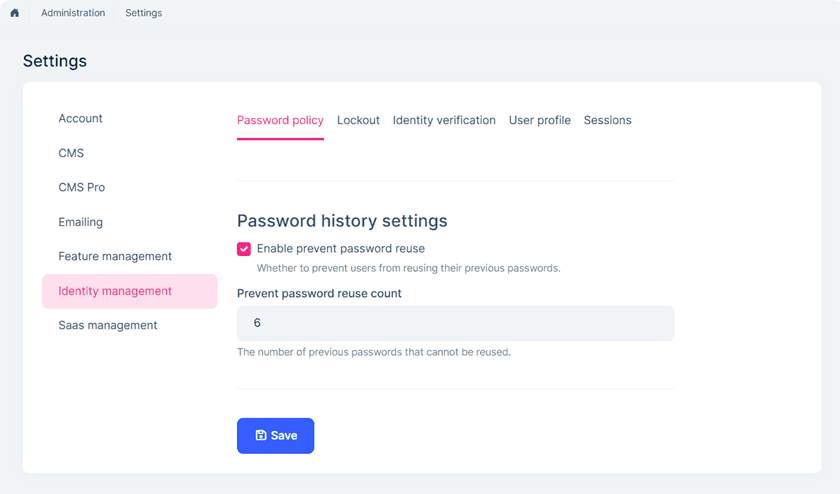 Password History Settings
