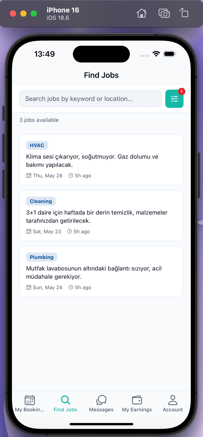 Hanova — Bookings / job feed
