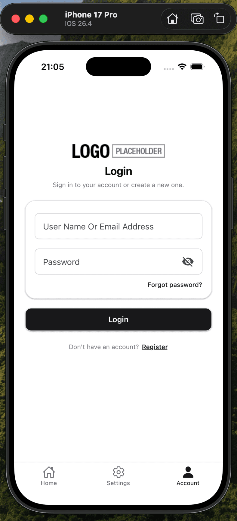 LoginScreen — light mode