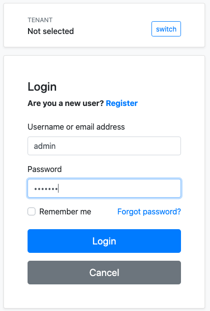 A screenshot showing login page