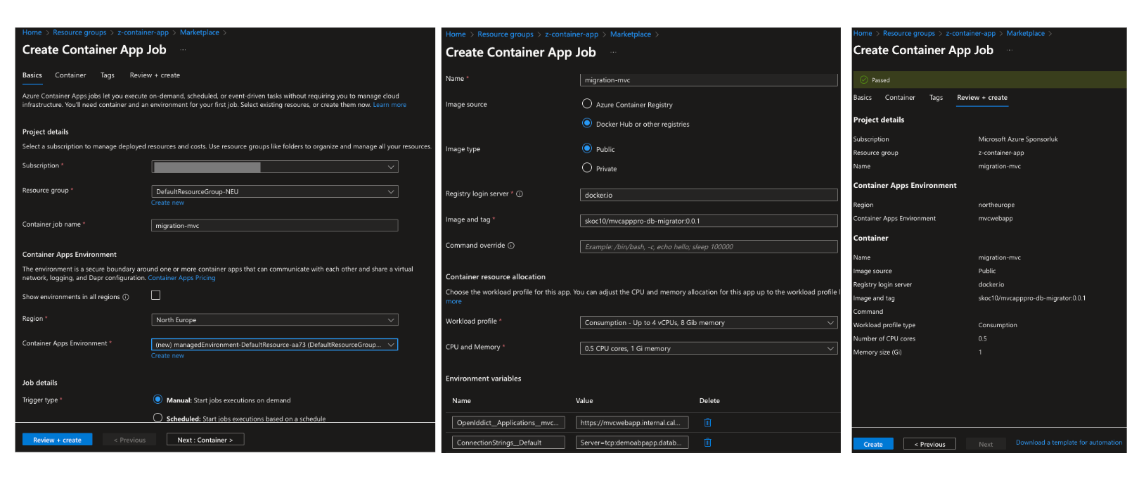 Create Azure Container Apps Job