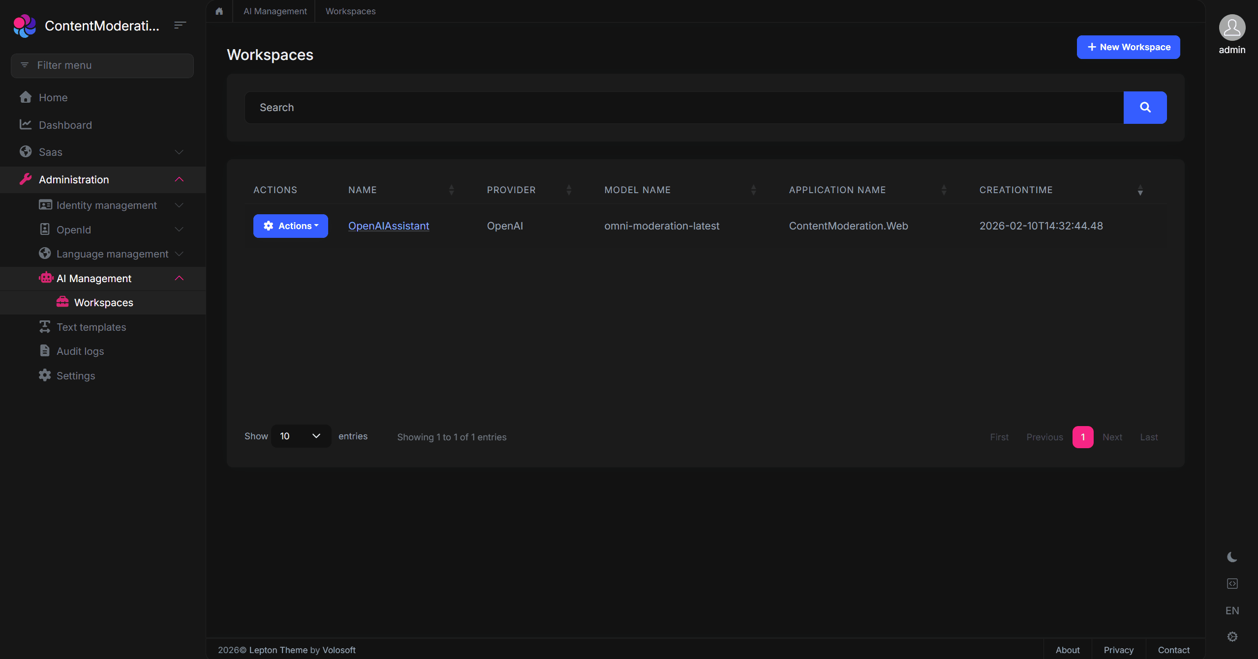 AI Management Workspaces