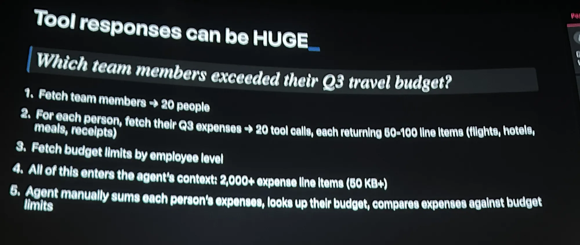 LLM context bloat example