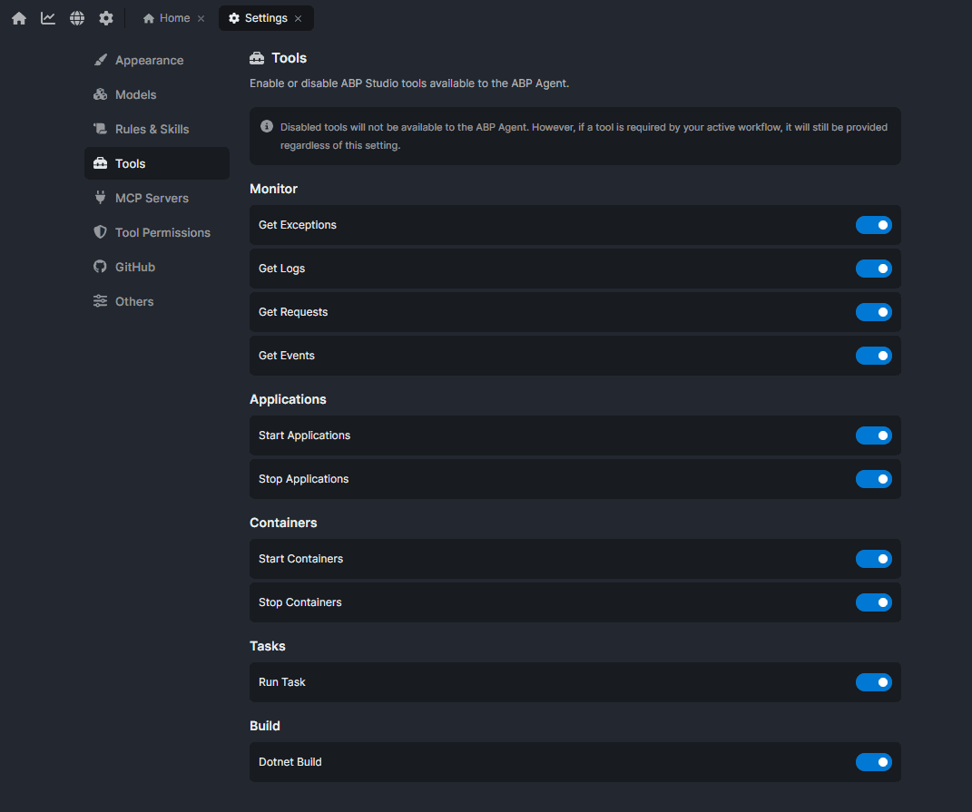 ABP AI Coding Agent tools overview