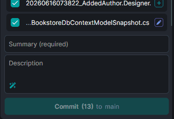 Generating a commit message from selected changes
